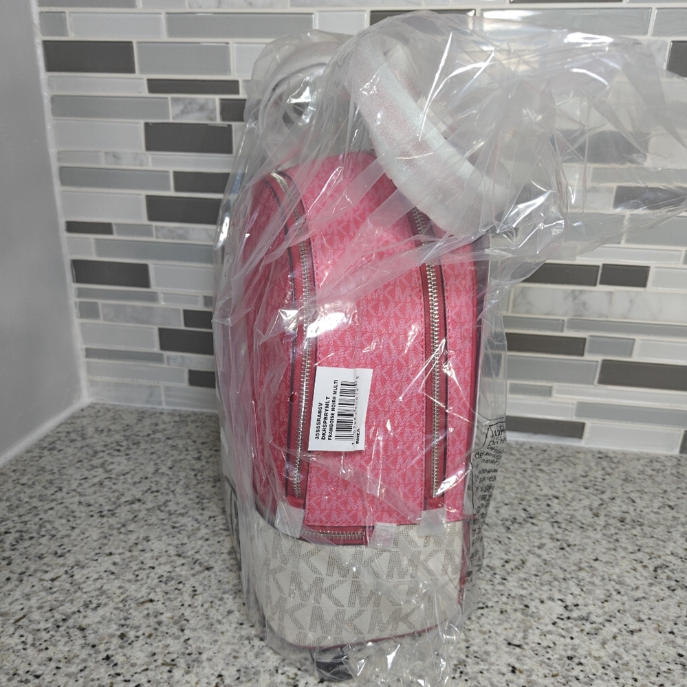 Michael kors Rhea Medium Color-Block Signature Logo Backpack (Dark Raspberry) - Picture 3 of 9